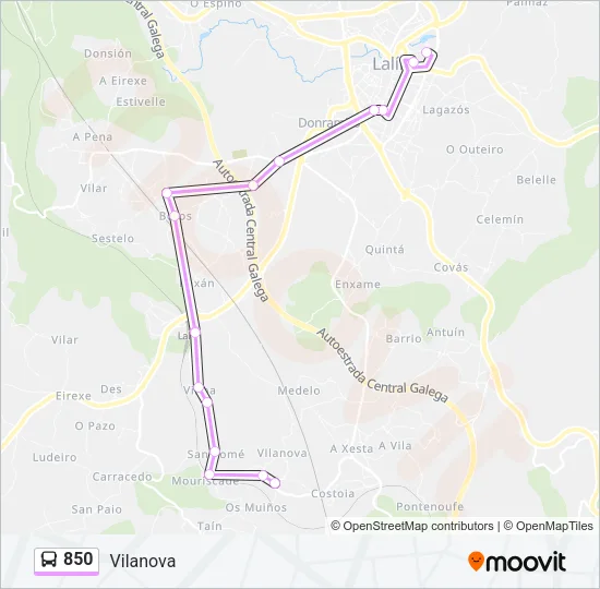 850 Bus Line Map