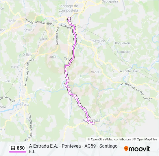 850 Bus Line Map