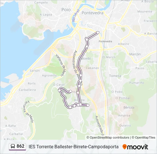 862 Bus Line Map
