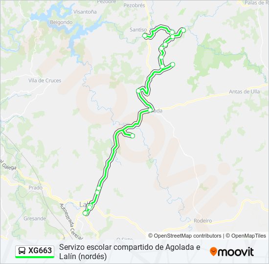 Mapa de XG663 de autobús