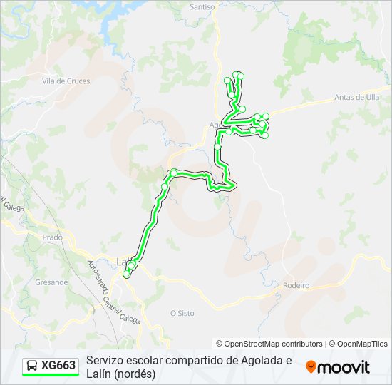 Mapa de XG663 de autobús