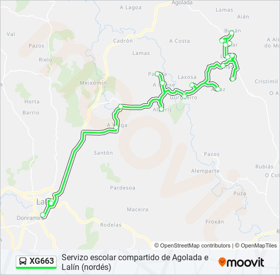 XG663 bus Mapa de línia