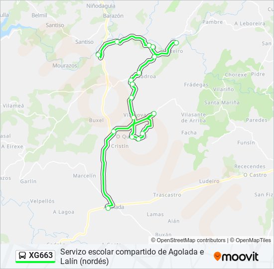 Mapa de XG663 de autobús