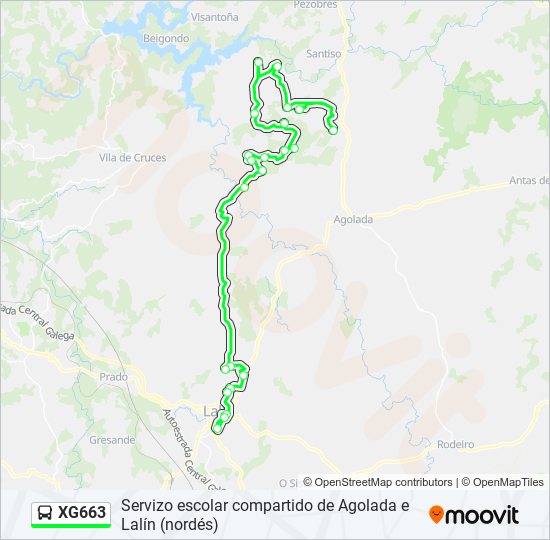 Mapa de XG663 de autobús