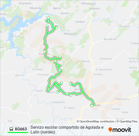 Mapa de XG663 de autobús