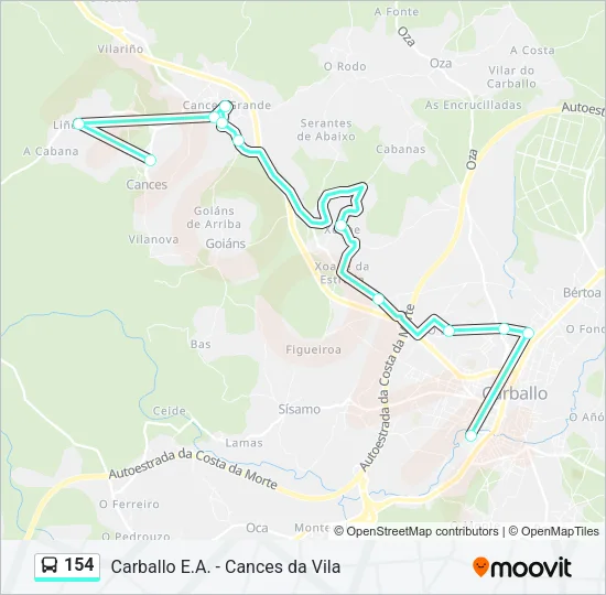 154 Bus Line Map