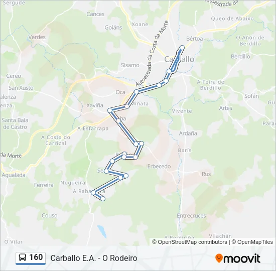 160 Bus Line Map