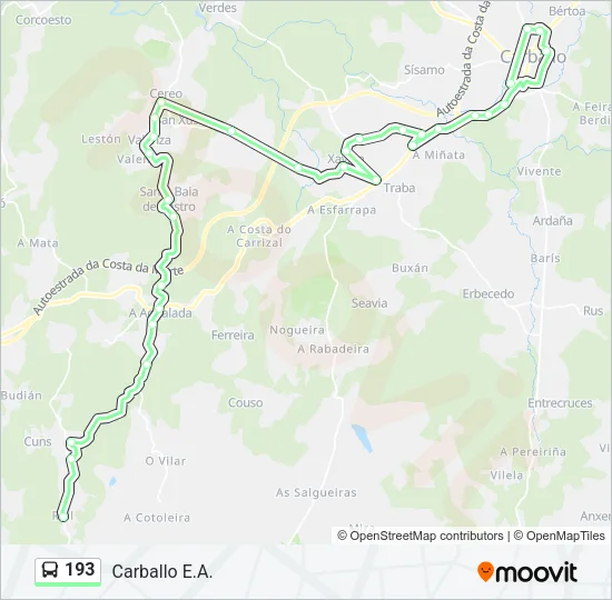 193 Bus Line Map
