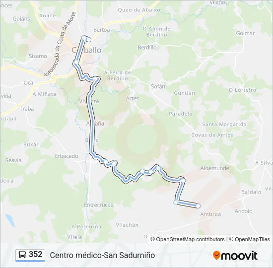 352 Bus Line Map