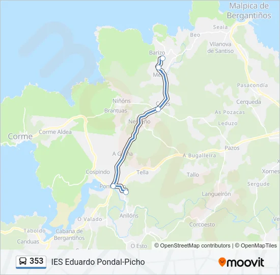 353 Bus Line Map