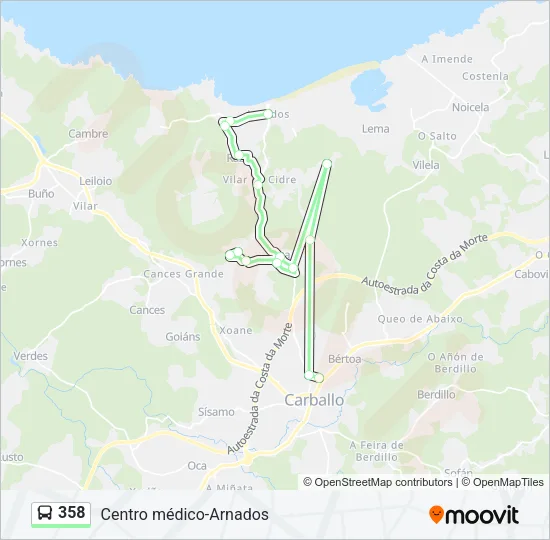 358 Bus Line Map