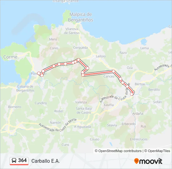 364 Bus Line Map