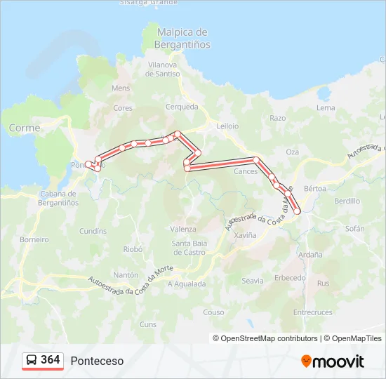364 Bus Line Map