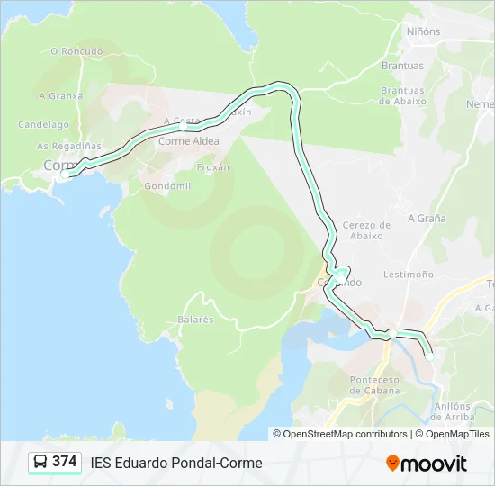 374 Bus Line Map