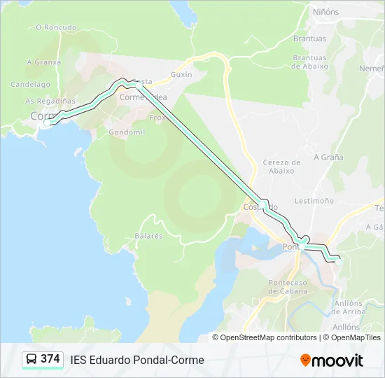374 Bus Line Map