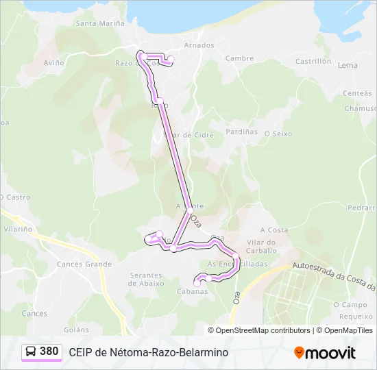 380 Bus Line Map