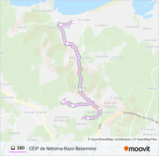 380 Bus Line Map