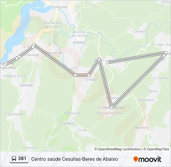 381 Bus Line Map