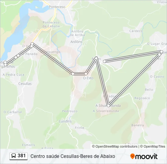 381 Bus Line Map