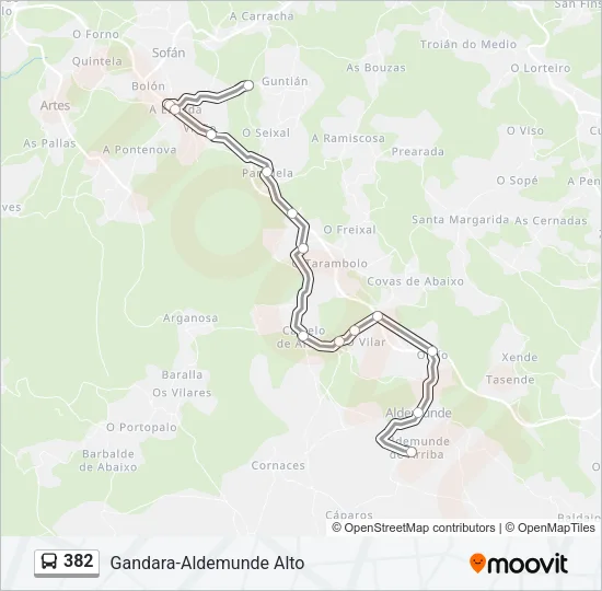 382 Bus Line Map