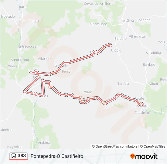 383 Bus Line Map