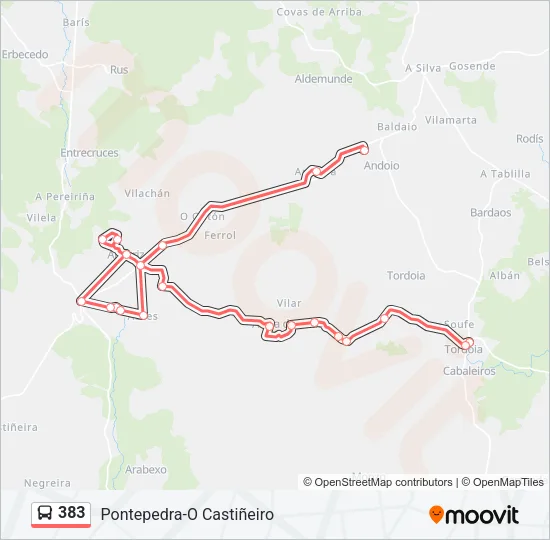 383 Bus Line Map