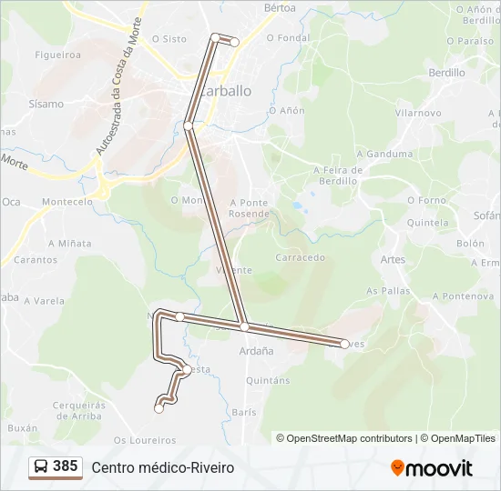 385 Bus Line Map