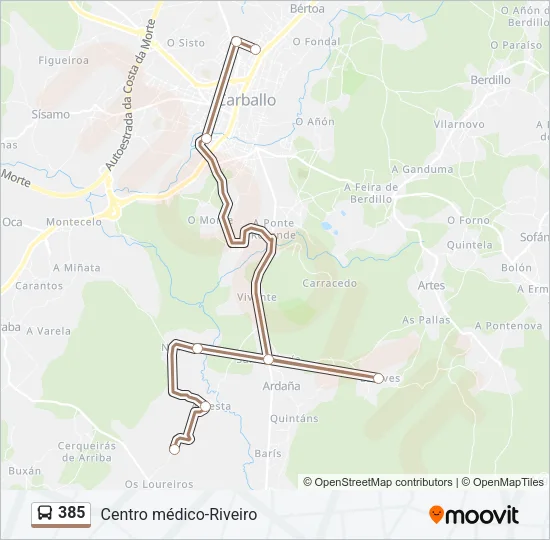 385 Bus Line Map