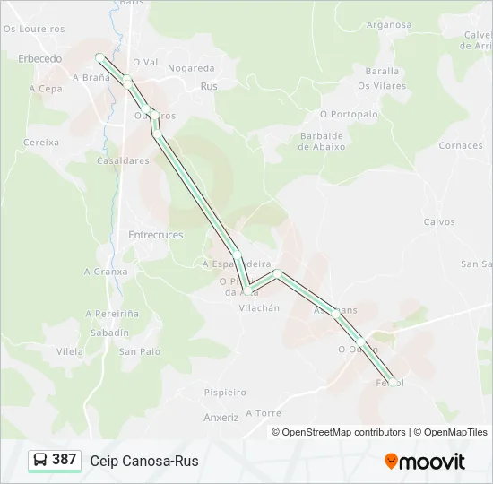 387 Bus Line Map