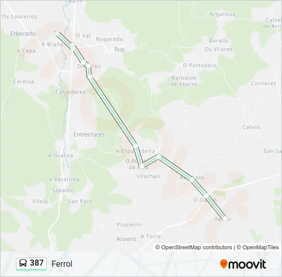 387 Bus Line Map