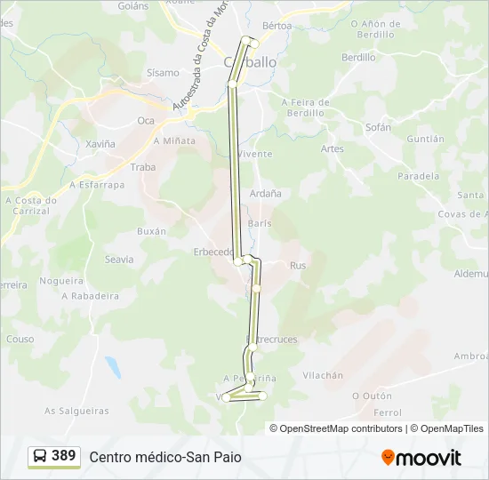 389 Bus Line Map