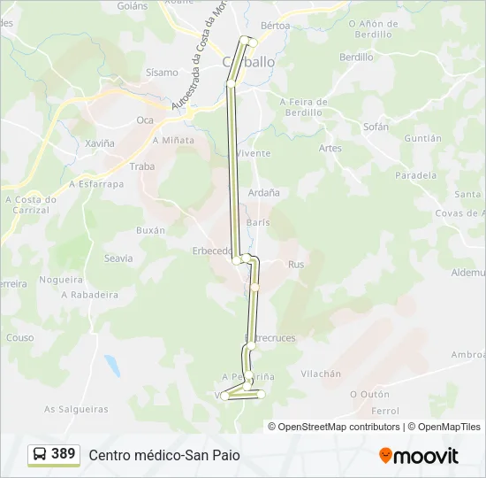 389 Bus Line Map