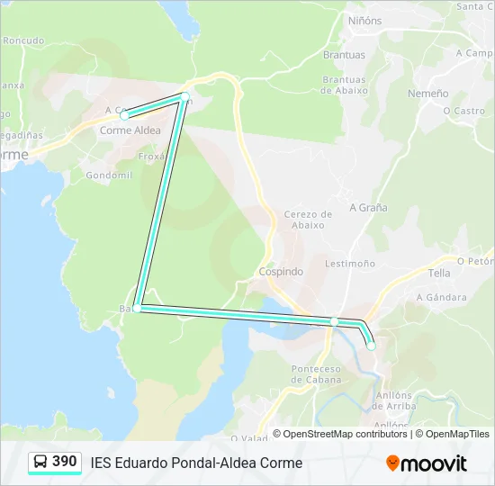390 Bus Line Map
