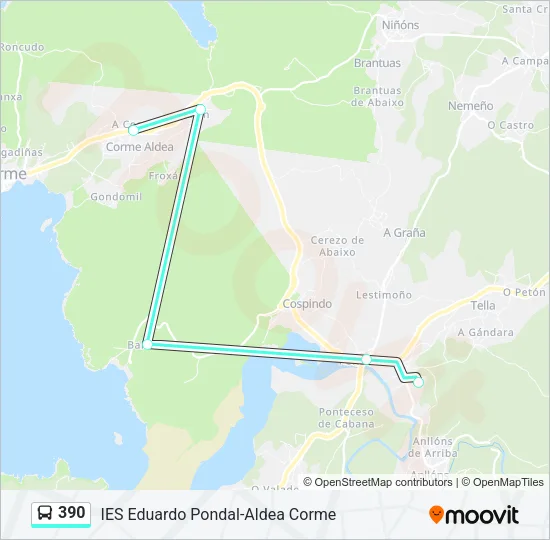 390 Bus Line Map