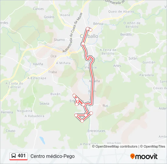 401 Bus Line Map