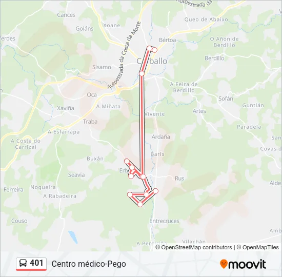 401 Bus Line Map