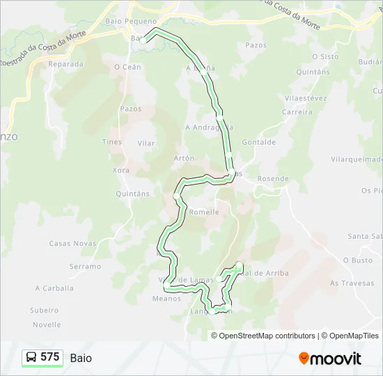 575 Bus Line Map