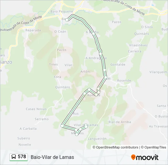 578 Bus Line Map