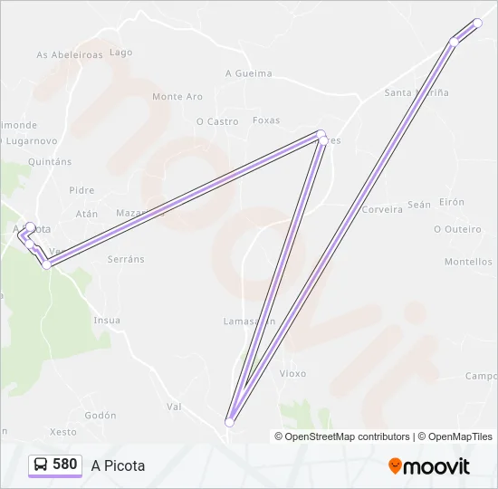 580 Bus Line Map