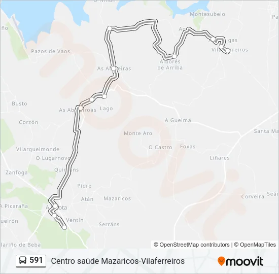 591 Bus Line Map