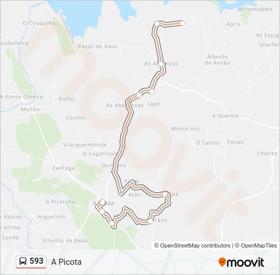 593 Bus Line Map