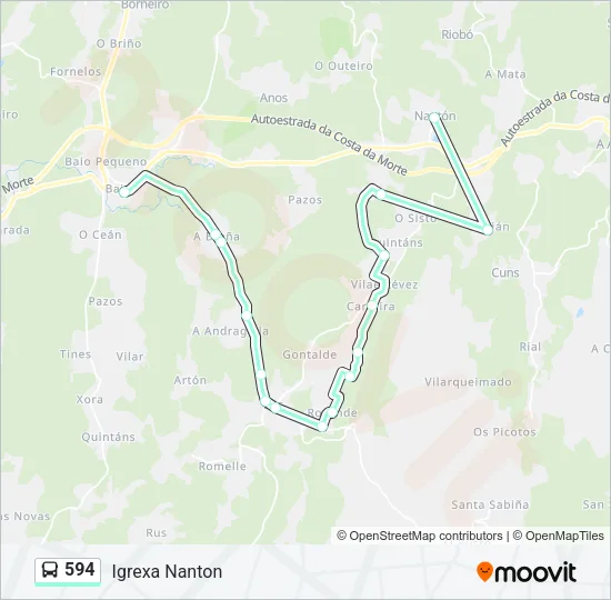 594 Bus Line Map