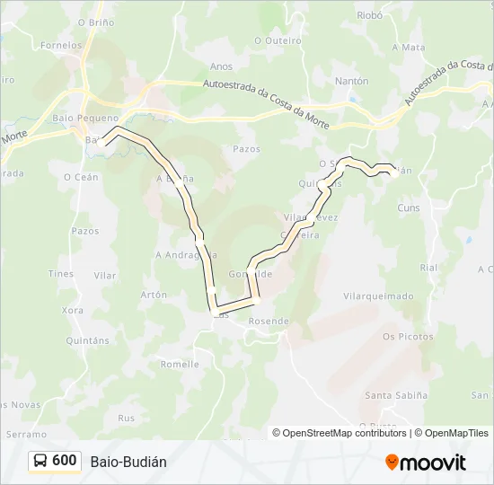 600 Bus Line Map