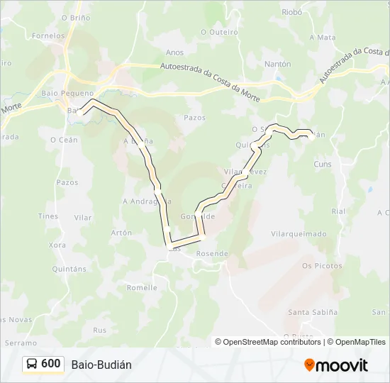 600 Bus Line Map