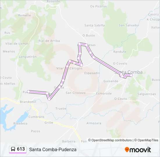 613 Bus Line Map