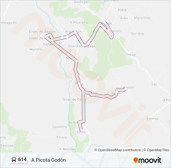 614 Bus Line Map