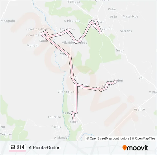 614 Bus Line Map
