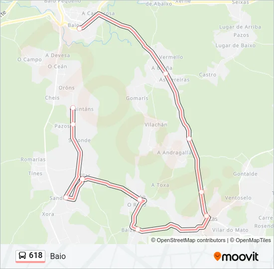 618 Bus Line Map