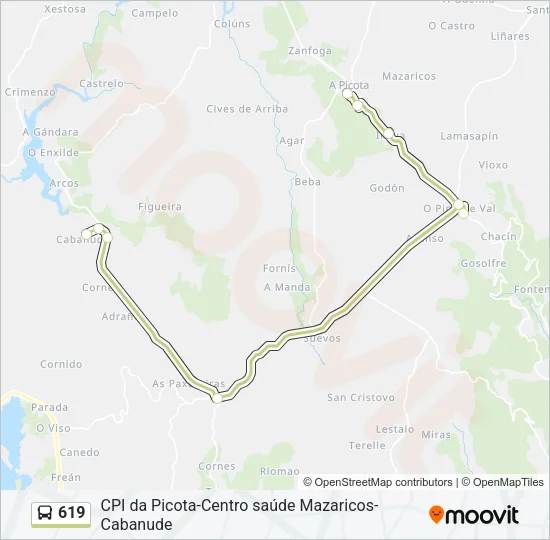 619 Bus Line Map