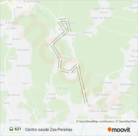 621 Bus Line Map